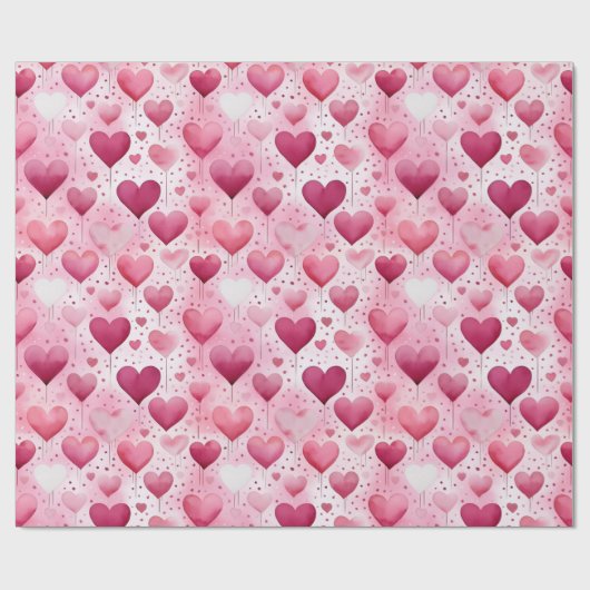 Papier Cadeau Cœurs aquarelles enchanteurs | Motif à pois (Plat)