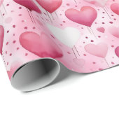 Papier Cadeau Cœurs aquarelles enchanteurs | Motif à pois (Coin rond)