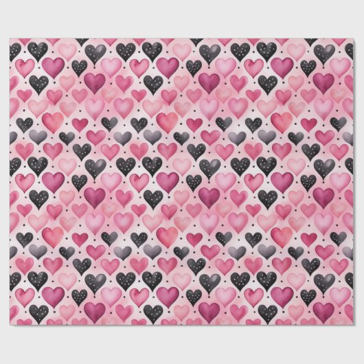 Papier Cadeau Cœurs aquarelles enchanteurs | Motif à pois (Plat)