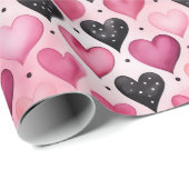 Papier Cadeau Cœurs aquarelles enchanteurs | Motif à pois (Coin rond)