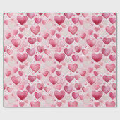 Papier Cadeau Cœurs aquarelles enchanteurs | Motif à pois (Plat)