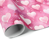 Papier Cadeau Cœurs aquarelles enchanteurs | Motif à pois (Coin rond)