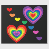 Papier cadeau coeurs arc-en-ciel (Plat)