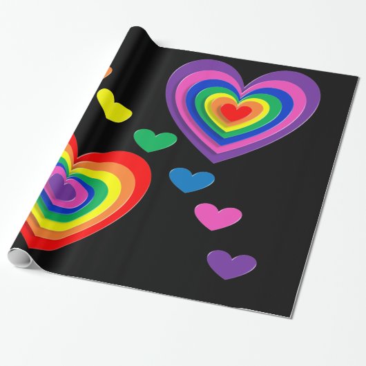 Papier cadeau coeurs arc-en-ciel (Déroulé)