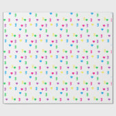 Papier Cadeau Coeurs arc-en-ciel 3e anniversaire (Plat)