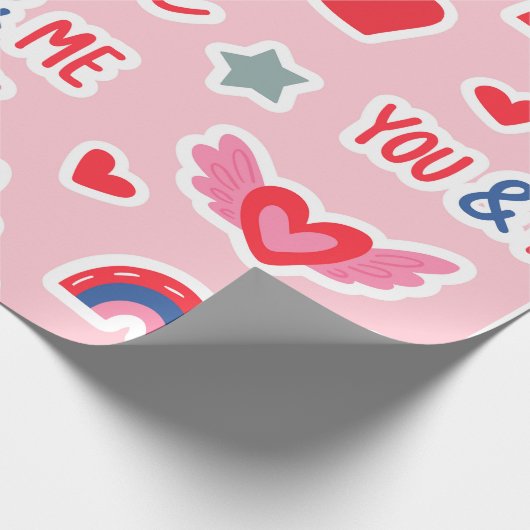 Papier Cadeau Coeurs, arc-en-ciel et l'amour Incriptions Envelop (Coin)