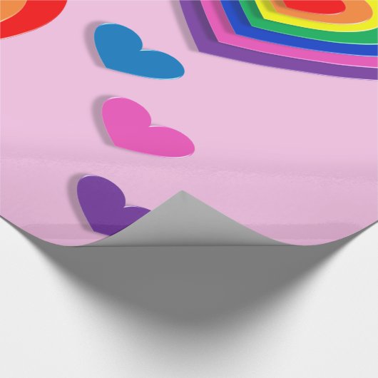 Papier Cadeau Coeurs arc-en-ciel papier d'emballage (Coin)
