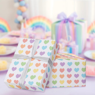 Papier Cadeau Coeurs arc-en-ciel Pastel