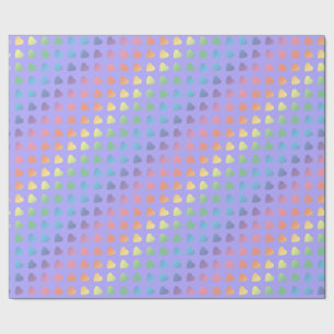 Papier Cadeau Coeurs arc-en-ciel sur Lilac