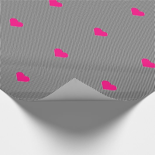 Papier Cadeau Coeurs avec chèques en noir et blanc (Coin)