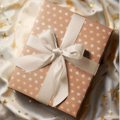 Papier Cadeau Coeurs beiges Brown