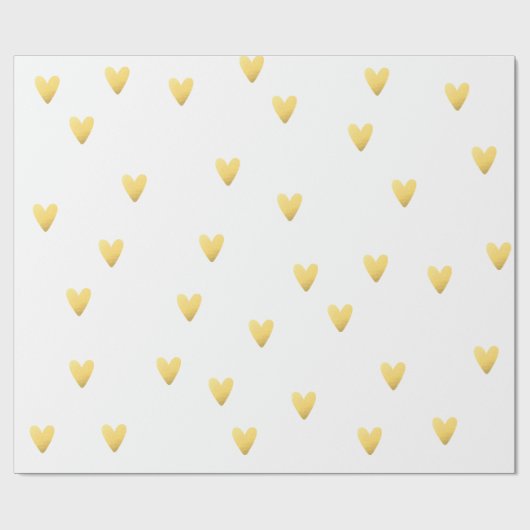 Papier Cadeau Coeurs blanc et or (Plat)