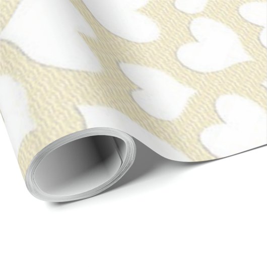 PAPIER CADEAU COEURS BLANCS (Coin rond)