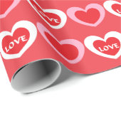 Papier Cadeau Coeurs blancs et roses (Coin rond)