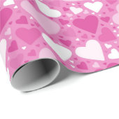 Papier Cadeau Coeurs blancs et roses Anniversaire (Coin rond)