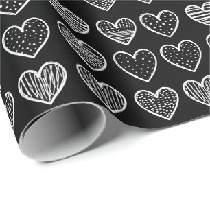 Papier Cadeau Coeurs blancs modernes sur Heureuse Sainte-Valenti