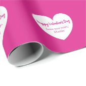 Papier Cadeau Coeurs blancs roses chauds Saint Valentin (Coin rond)