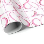 Papier Cadeau Cœurs blancs roses Romance Simple (Coin rond)