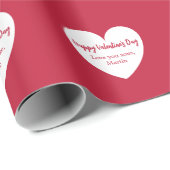 Papier Cadeau Coeurs blancs rouges Saint Valentin (Coin rond)