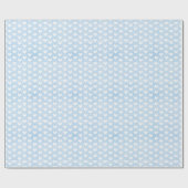 Papier Cadeau Coeurs blancs sur lin bleu clair (Plat)