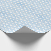 Papier Cadeau Coeurs blancs sur lin bleu clair (Coin)