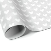 Papier Cadeau Cœurs blancs sur lin gris clair (Coin rond)