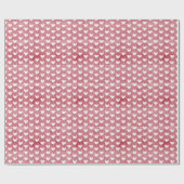 Papier Cadeau Cœurs blancs sur lin rouge (Plat)