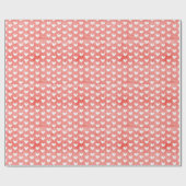 Papier Cadeau Cœurs blancs sur lin rouge vif (Plat)