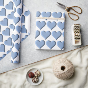 Papier Cadeau Coeurs bleus