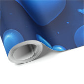 Papier Cadeau Coeurs bleus avec Motif étoiles (Coin rond)