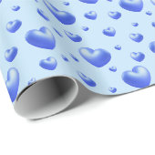 Papier Cadeau Cœurs Bleus Bébé (Coin rond)