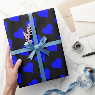 Papier Cadeau Coeurs bleus sur arrière - plan noir