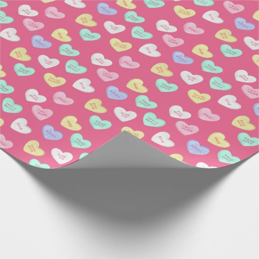 Papier Cadeau Coeurs bonbons de Saint-Valentin classiques (Coin)