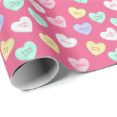 Papier Cadeau Coeurs bonbons de Saint-Valentin classiques (Coin rond)