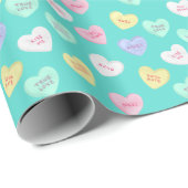 Papier Cadeau Coeurs bonbons de Saint-Valentin classiques sur Tu (Coin rond)