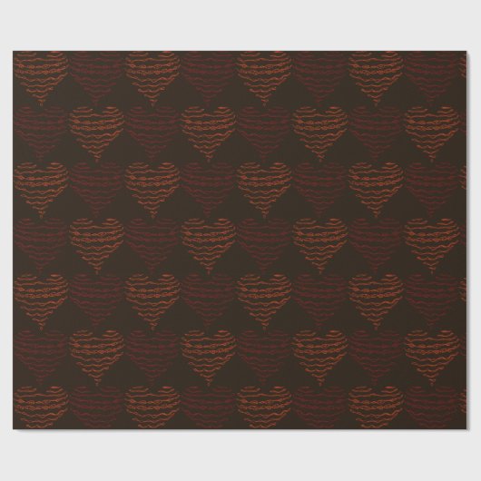 Papier Cadeau Coeurs Brown chauds Valentine (Plat)