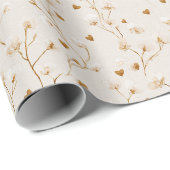 Papier Cadeau Cœurs bruns Floral blush (Coin rond)