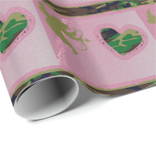 Papier Cadeau Coeurs Camo Bois Militaires Valentine