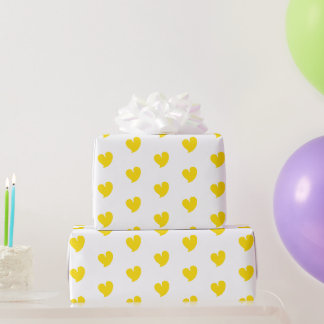 Papier Cadeau Cœurs chaleureux - Jaune et Blanc -