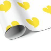 Papier Cadeau Cœurs chaleureux - Jaune et Blanc - (Coin rond)