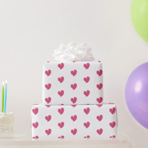 Papier Cadeau Cœurs chaleureux - Rose et Blanc -