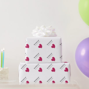 Papier Cadeau Cœurs chaleureux Rose vif et blanc Texte personnal