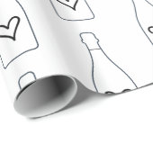 Papier Cadeau Coeurs champagne 21e anniversaire bachelorette (Coin rond)