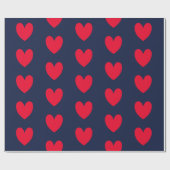 Papier Cadeau Cœurs chic bleu et rouge valentin (Plat)