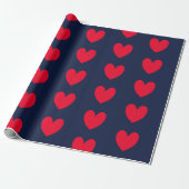 Papier Cadeau Cœurs chic bleu et rouge valentin (Déroulé)