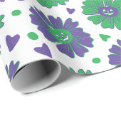 Papier Cadeau Coeurs Citrouilles d'Halloween Fleur (Coin rond)