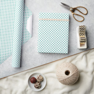 Papier Cadeau Cœurs Classiques Bleu Greenhill - Blanc