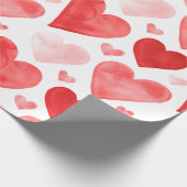 Papier Cadeau Coeurs - coeurs rouges d'aquarelle (Coin)