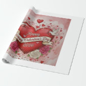 Papier Cadeau Cœurs & Colombes - conception de la Saint-Valentin (Déroulé)