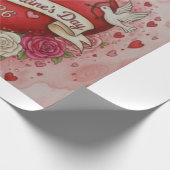 Papier Cadeau Cœurs & Colombes - conception de la Saint-Valentin (Coin)